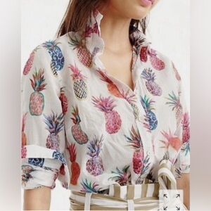 Jcrew Ratti Painted Pineapple Popover Top Size 2